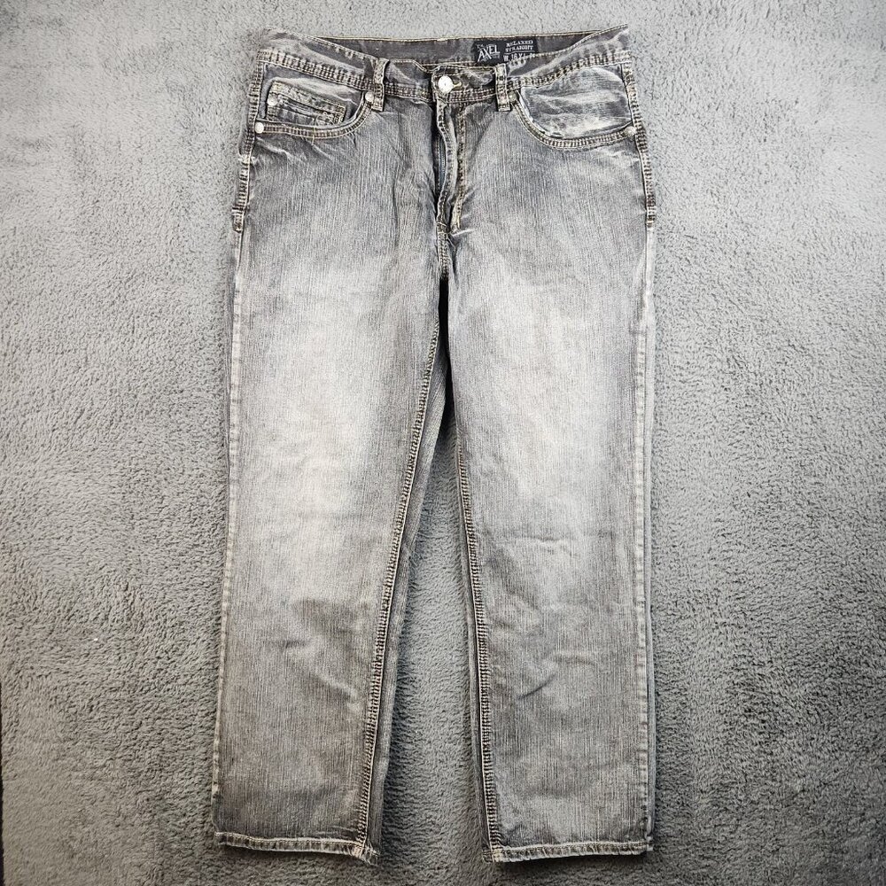 TK Axel Treadwell Jeans Men's 36x32 Faded Black‎ Relaxed Straight Stitch Pocket